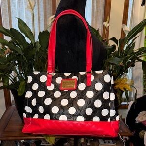 Loungefly Minnie Mouse Black and White Polka Dot Tote